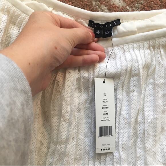 Theory ‘Delva’ Pleated Burnout White Maxi Skirt - Picture 4 of 5